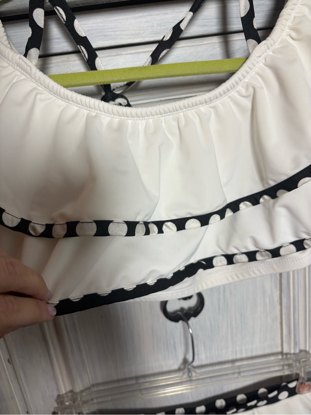 Rue 107 White Black Polka Dot Frilly Ruffles High Waist Bikini Curvy Flattering - Picture 4 of 10